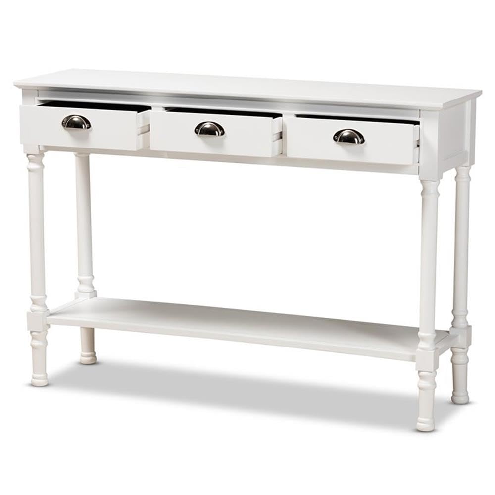 Baxton Studio Garvey French Provincial White Finished Wood 3-Drawer Entryway Console Table White/Wood